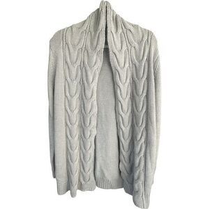 Banana Republic Italian Yarn Cable Knit Cardigan Sweater Cozy Medium Gray‎